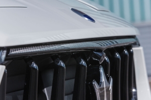 The front grill of the Maserati Levante has been refined with visible carbon